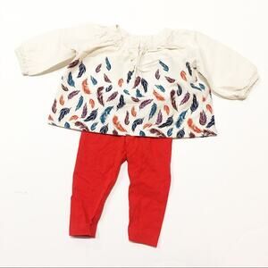 Baby Girl Outfit Set - Old Navy Feather Top & Carter's Leggings